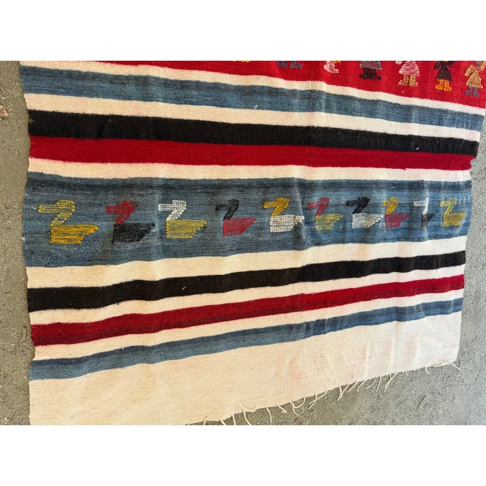 Guatemalan Mayan Momostenango Folk Art Throw Blanket 76x51 Guatemala Handwoven